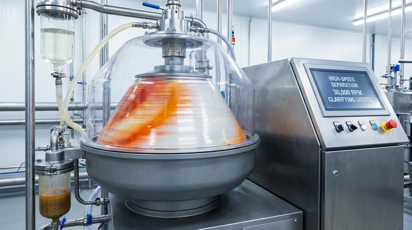 A diagram showing the basic principle of industrial centrifugation